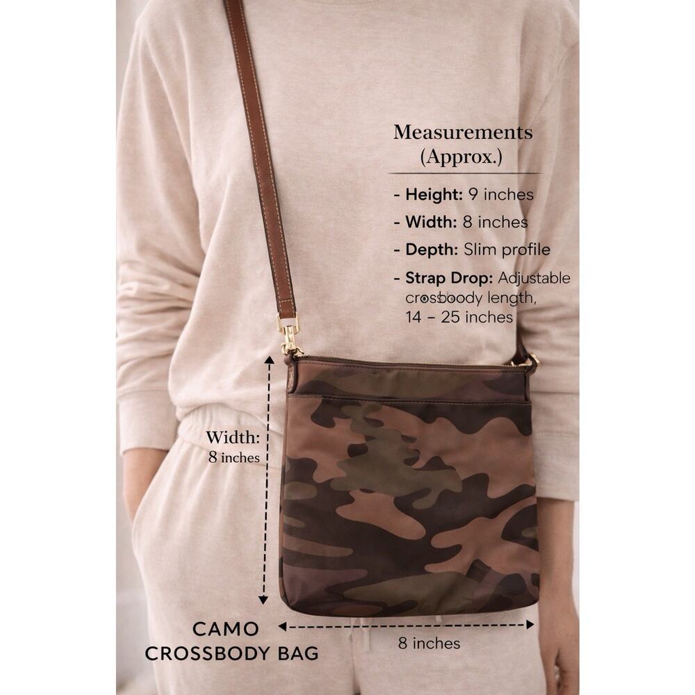 Tommy Hilfiger Camo Crossbody Bag Brown Tan Adjustable Strap